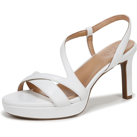 Naturalizer Women White Smooth Polyurethane Rounded Open Toes Platform Shoes - Picture 1 of 9